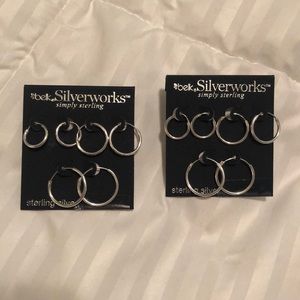 Sets of sterling silver hoop earrings